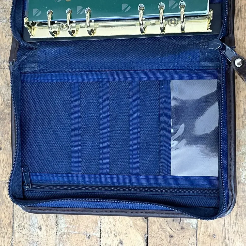 1992 Cambridge Black & Blue Canvas Planner Zip Around 6 Rings Calendar